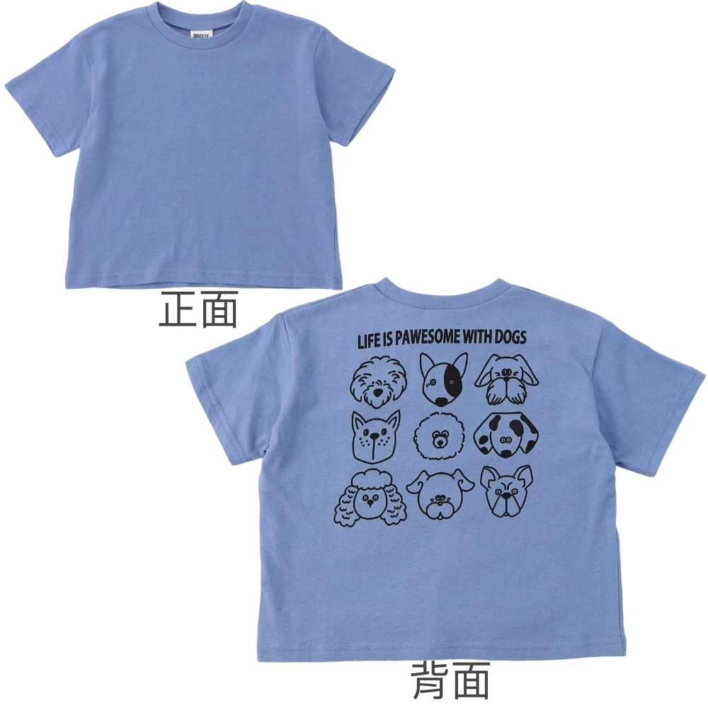 天竺棉活潑百搭短袖上衣-狗狗圖鑑-藍紫