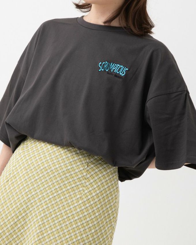 日本 gleam - 美式復古糖果印花寬大風短袖T恤-燕麥灰