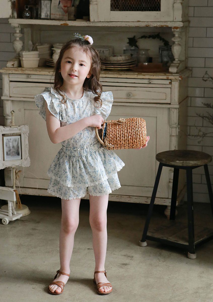 韓國 PuellaFLO - (現省50元)碎花套裝-藍花