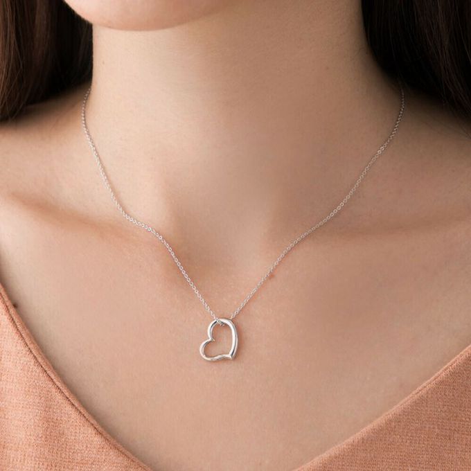 日本 Melody Accessory - 日本製 簡約典雅愛心造型項鏈-銀