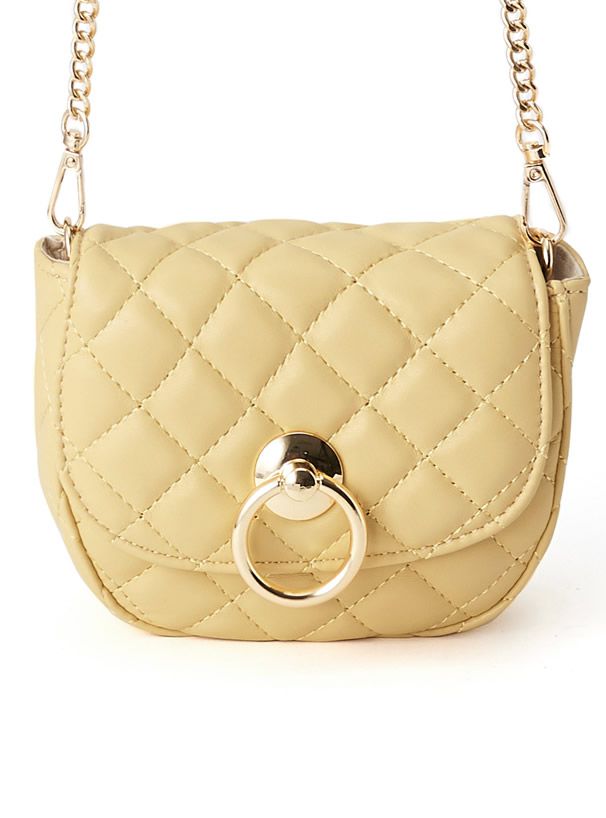 日本 GRL - 馬鞍形格紋金屬鏈小包/側背包-黑