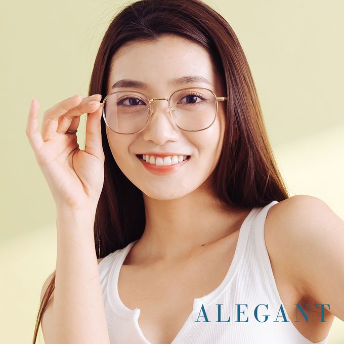 ALEGANT - 韓流復古釉光金溫莎圈橢圓光學框UV400濾藍光眼鏡