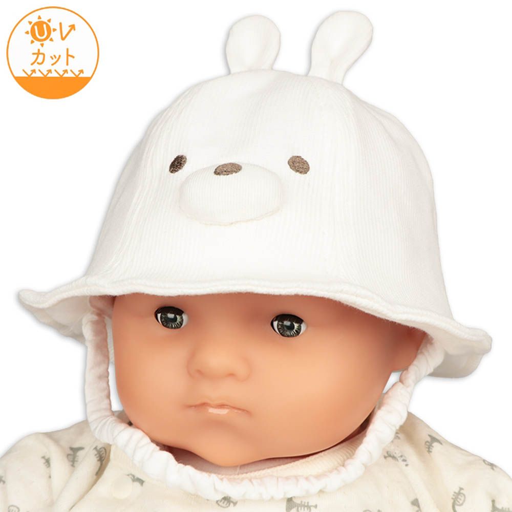 嬰幼兒鬱金香帽-動物造型-米白色