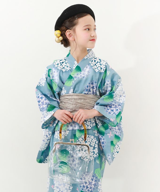 日本 devirock - 純棉夏日祭典花朵浴衣兵兒帶2件組-牡丹格紋-粉x綠