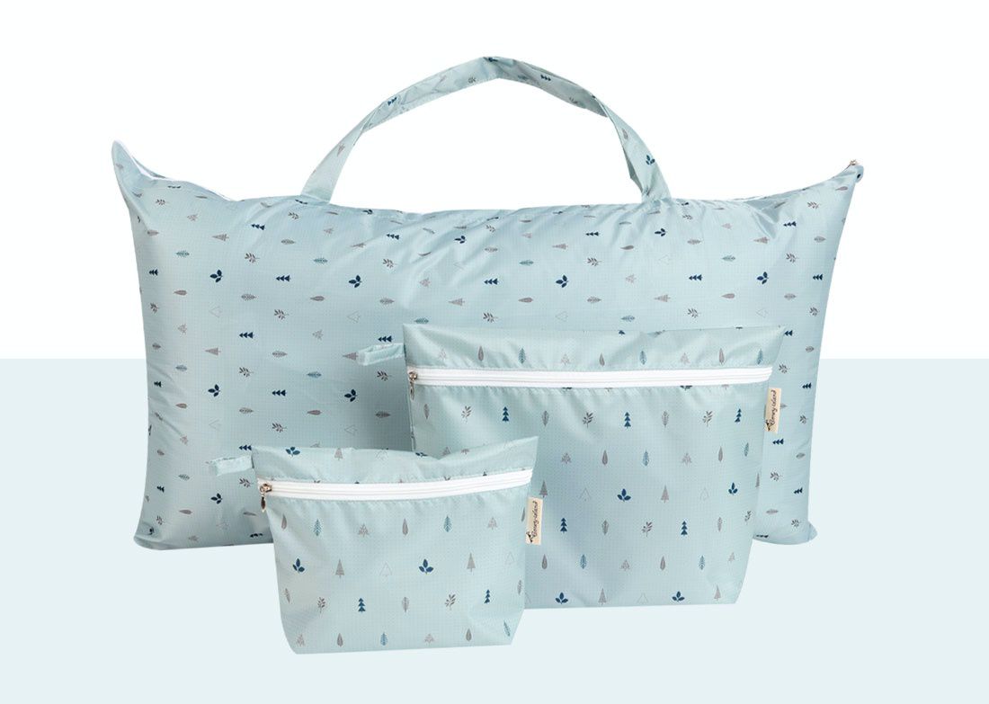 韓國 Coney Island - (買1贈2）加大版防水睡袋收納袋-灰底星空 (大[81.5X42.5X11公分]，贈品[34X27X7.5公分]，贈品[24X18X5.5公分])