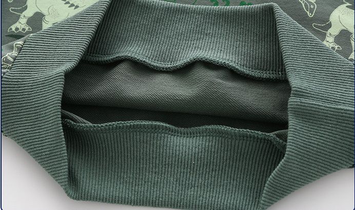 WELLKIDS - 加絨圓領長袖大學T套裝-迷彩恐龍-軍綠+深藍