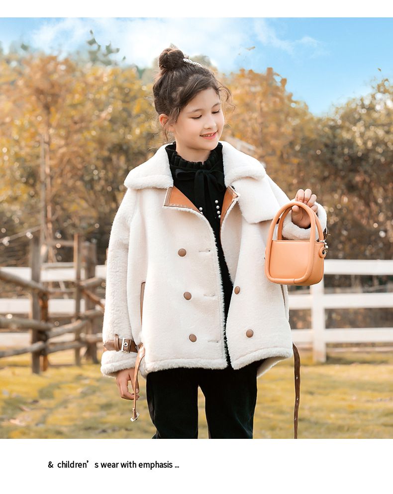 羊羔絨毛毛保暖大衣-米白