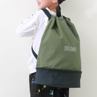 日本 devirock - 雙色設計防水分層便利游泳背包/水桶包-軍綠x深藍 (43.5x34x16.5cm)