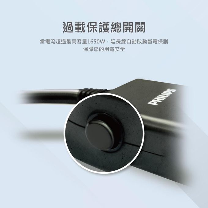 Philips 飛利浦 - 1開6座延長線 1.8M 兩入組-CHP2460 (白色2入)