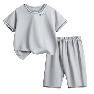 萊卡薄款短袖寬褲家居服套裝/空調服-摩登灰