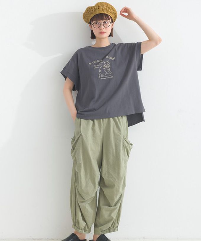 日本 Lupilien - 16OE天竺棉 貓咪印花短袖上衣-白