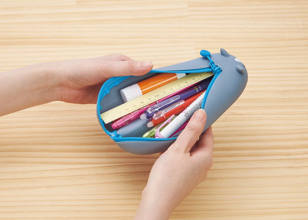 日本文具 LIHIT - 圓筒式胖胖鉛筆盒(14支筆)-企鵝 (Standard size)