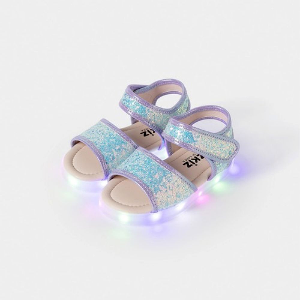 (LED)極簡冰幻感亮片涼鞋-紫X水藍