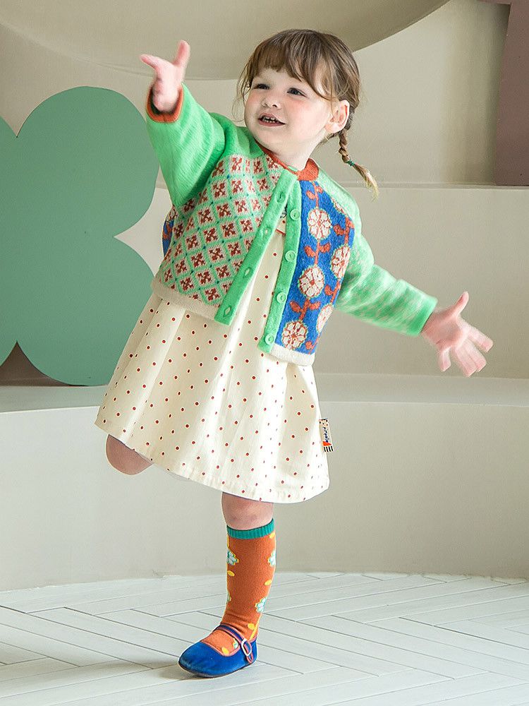 韓國Pimpollo - 動物印花圓點翻領洋裝-藍