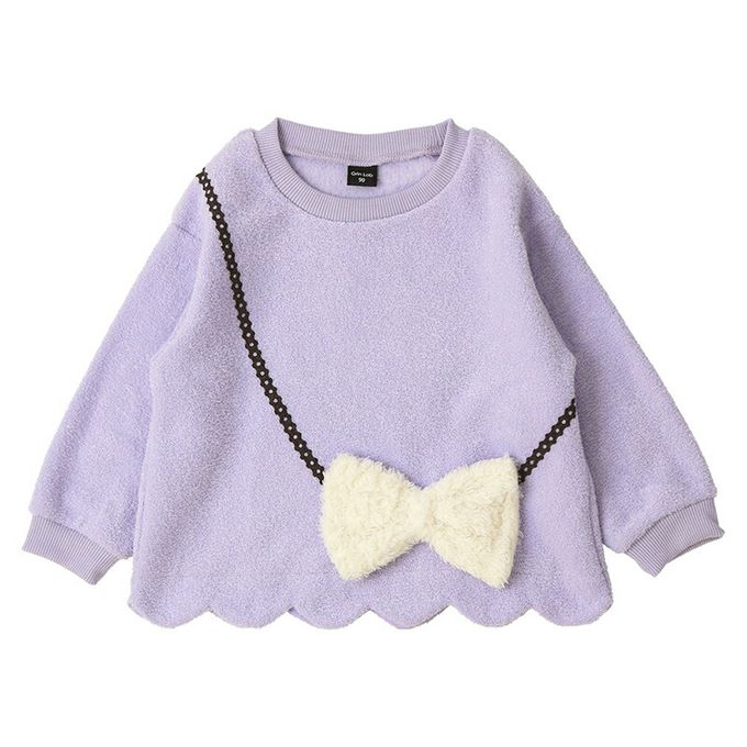 日本 ZOOLAND - 可愛女孩裏起毛長袖上衣-蝴蝶結-黑