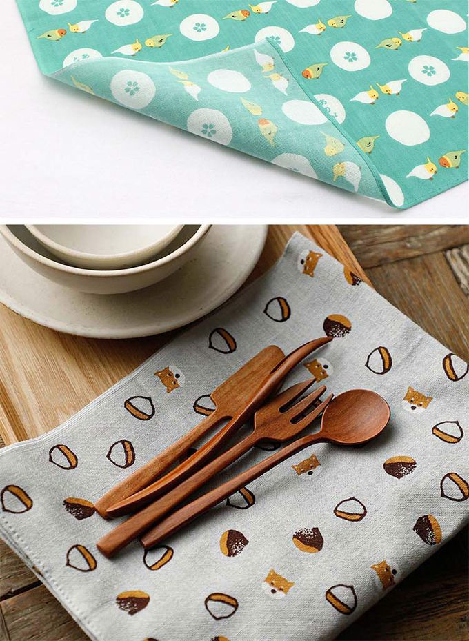 日本濱文樣 hamamo - 【日本濱文樣hamamo】日本製純棉長方形手帕/毛巾2入組-栗子柴柴款