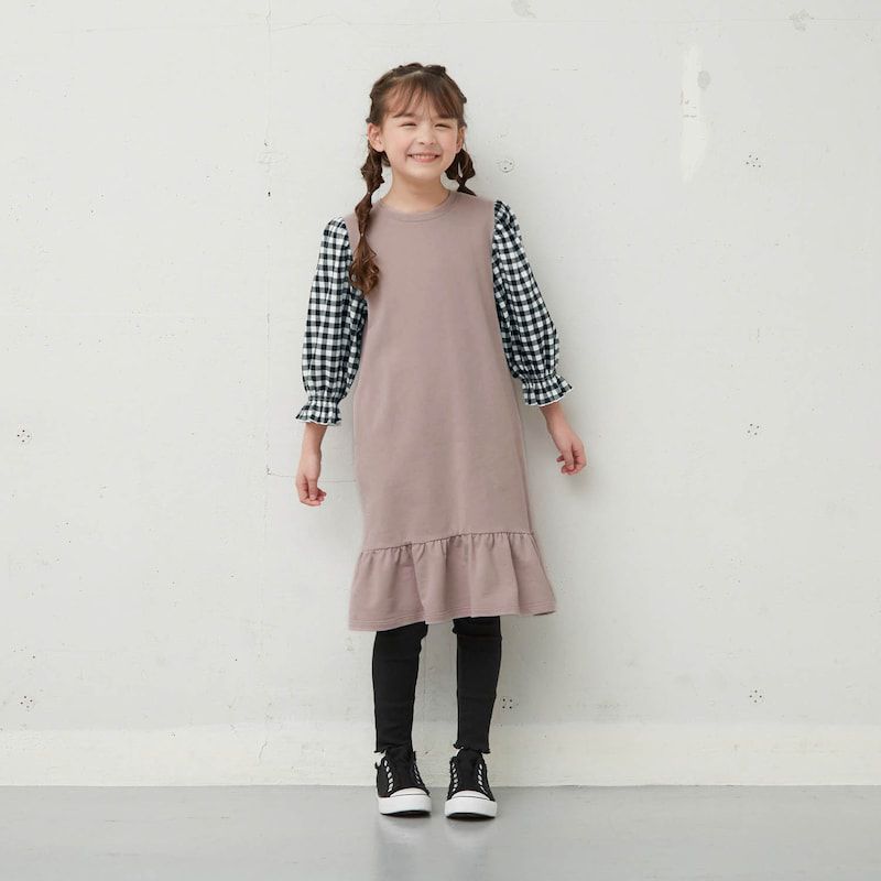 日本千趣會 - GITA 撞色八分袖魚尾洋裝-薰衣紫x水玉