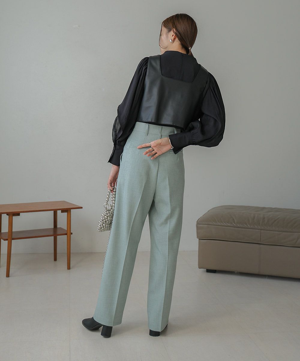 日本 Bab - 柔美紗拼接袖雪紡上衣-深可可