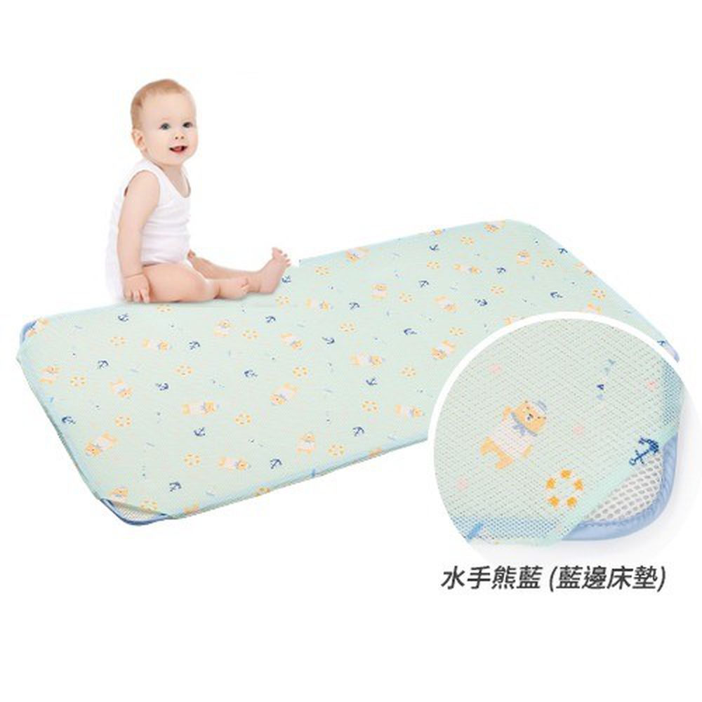 韓國 GIO Pillow - 智慧二合一有機棉超透氣排汗嬰兒床墊-水手熊藍 (L號)