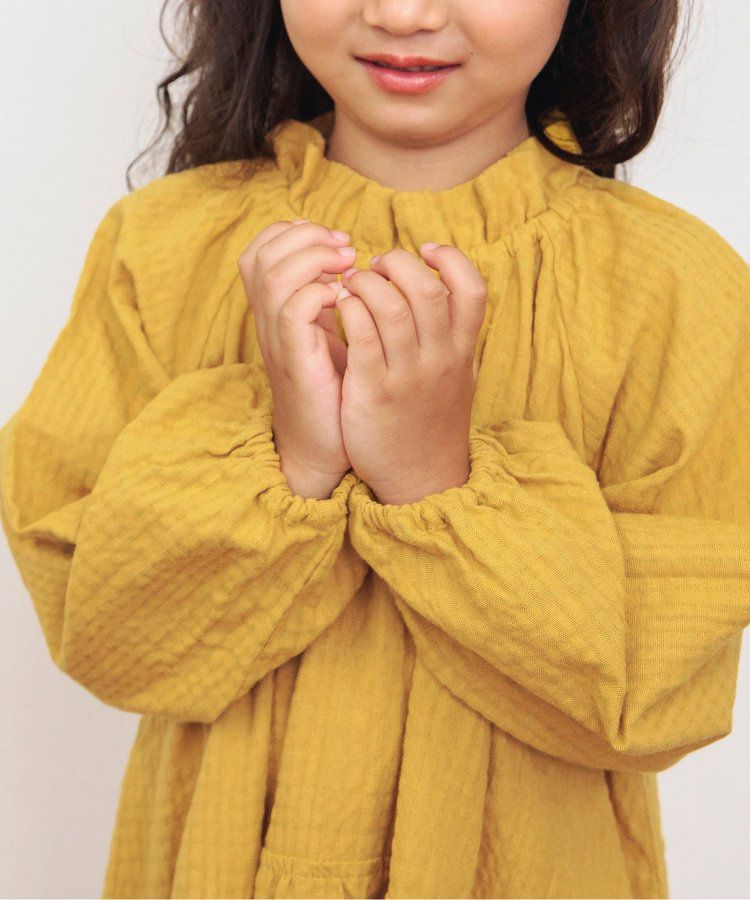 日本 BREEZE - 微立領宮廷風傘狀長袖洋裝-素面-紅