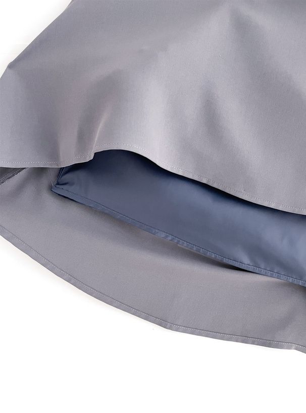 日本 GRL - 優雅蕾絲滾邊泡泡袖兩件式洋裝-煙燻藍 (F)