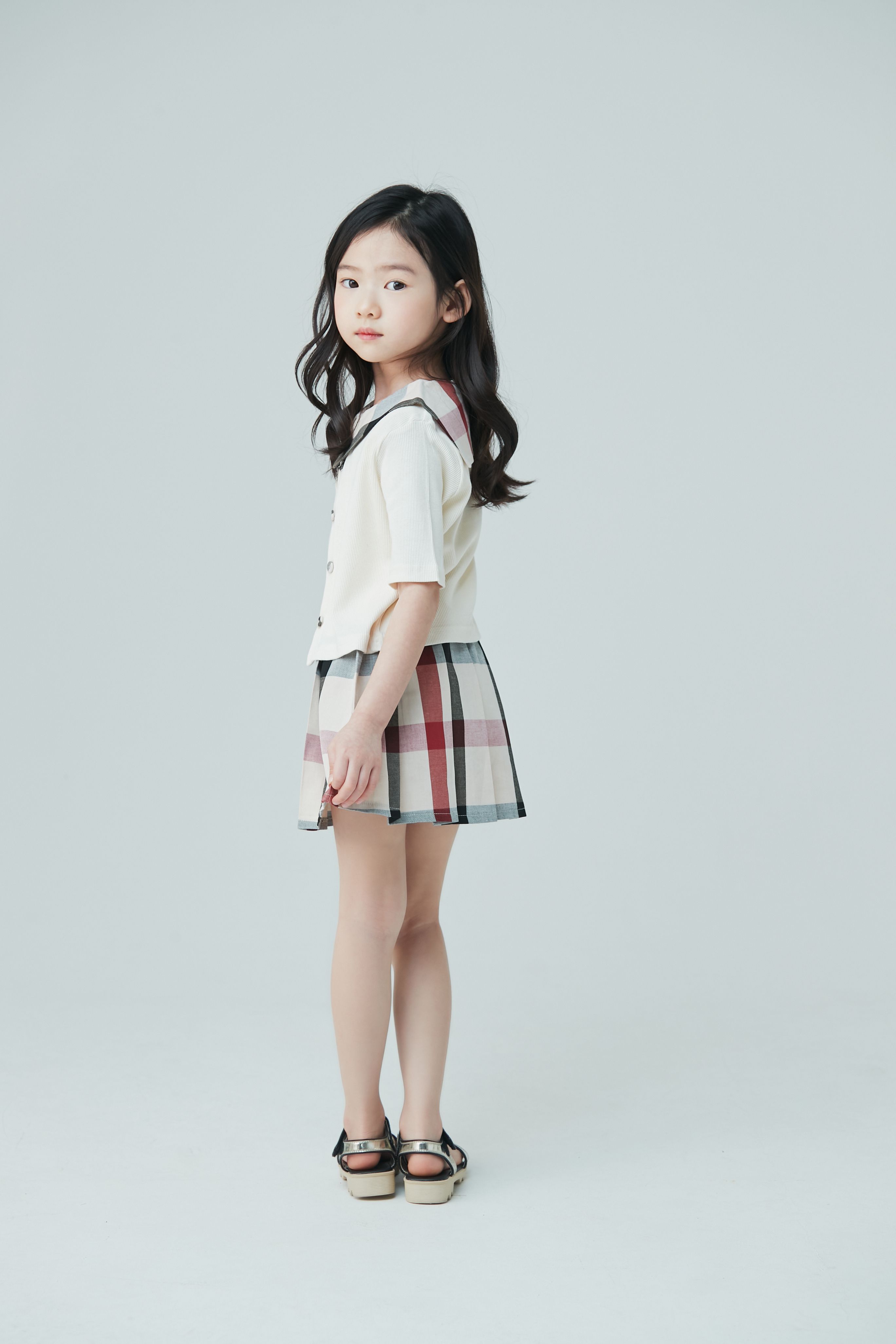 韓國 Coco Bang - 拼接百褶裙擺無袖洋裝+罩衫-白