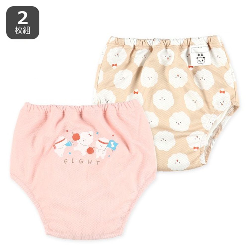 六層分離式學習褲(2件組)-比熊犬-粉紅&卡其