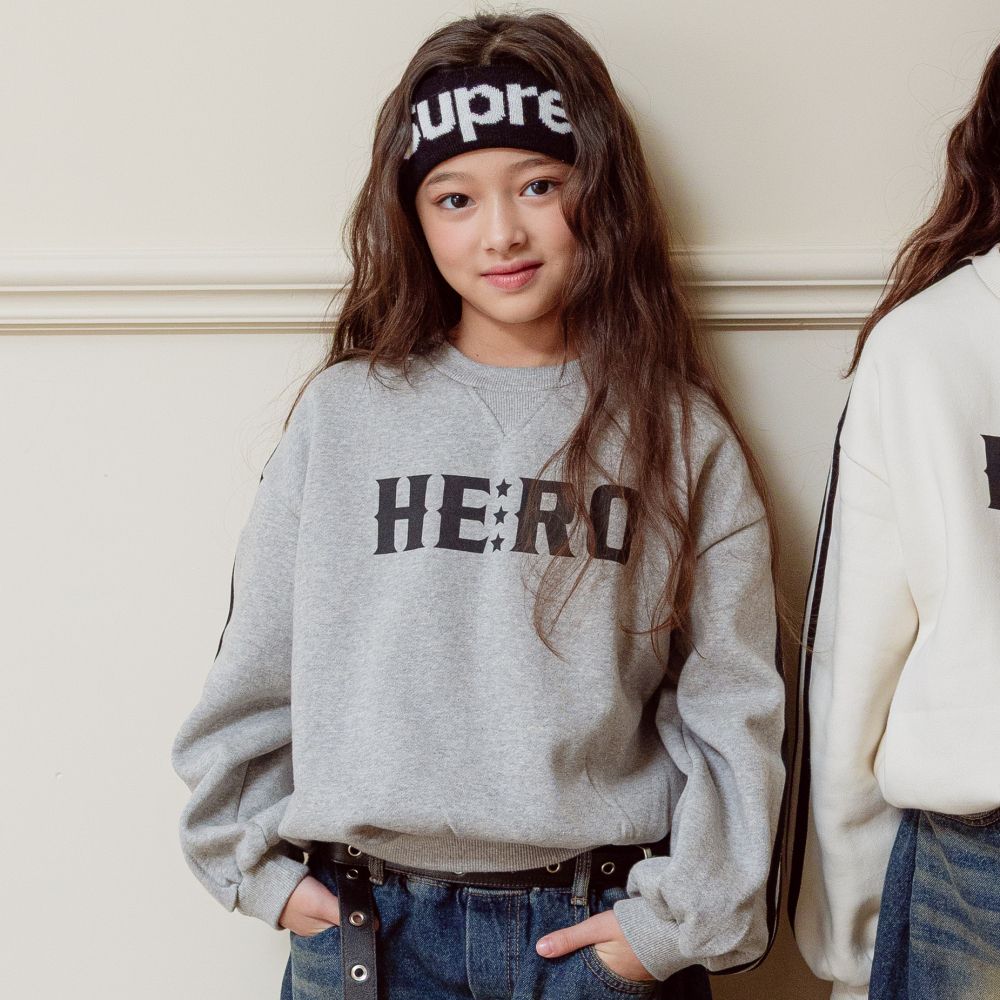 sm2 (內磨毛)長袖大學T-HERO-灰