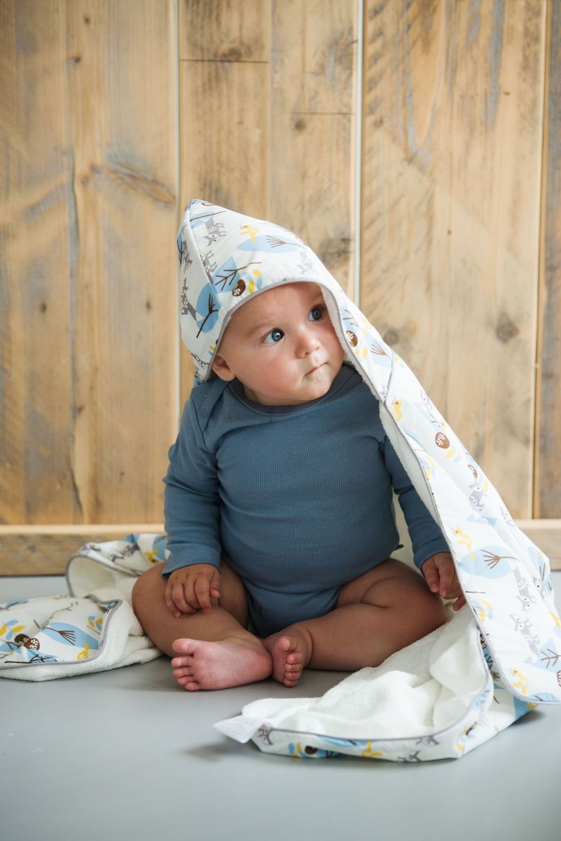 荷蘭 FRESK - 有機棉嬰兒浴巾/保暖毯-蜜桃天鵝