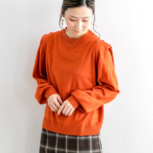 日本 ihuu - 時尚肩膀柔軟針織長袖上衣-象牙白