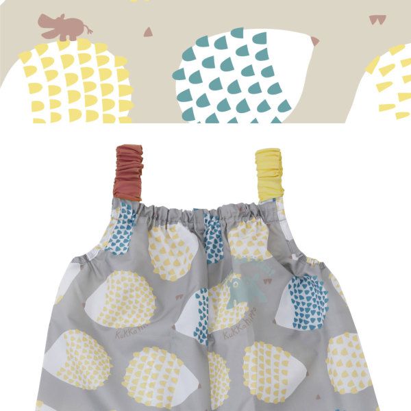 日本 kukka hippo - 兒童童遊戲服/玩沙衣(附收納袋)-萌萌刺蝟 (90cm)