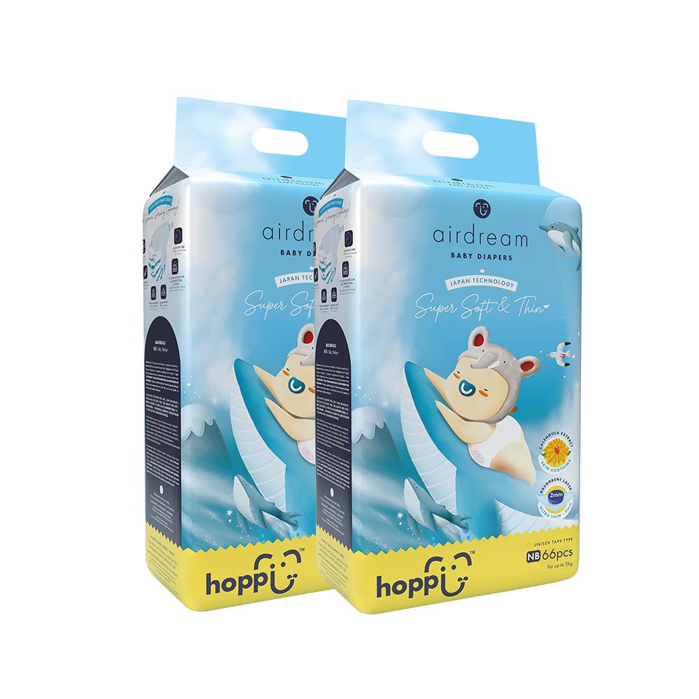 airdream 輕薄系列嬰兒尿布－黏貼型(NB)－66片－2袋