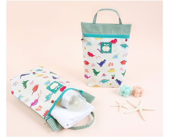 韓國 Coney Island - 多用途手提防水寬底收納袋-七彩恐龍 (20.5X25X7cm)