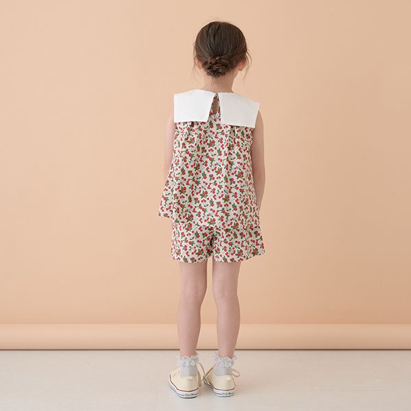 日本 Lycee mine - 可愛水手領無袖上衣-格子-粉紅