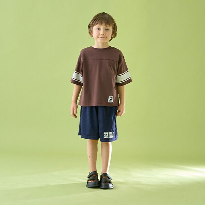 日本 b-ROOM - 正反都OK 落肩線條短袖上衣-黃