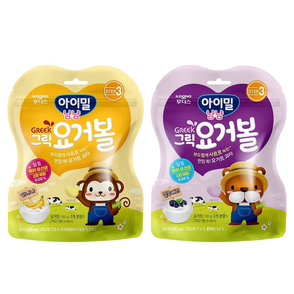 韓國Ildong Foodis日東 - 優格愛心餅2入組-香蕉*1+藍莓*1