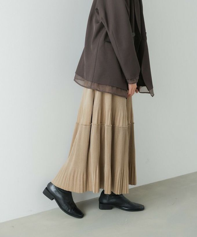 日本 Bab - 飄逸感絲滑絨面細摺長裙-黑