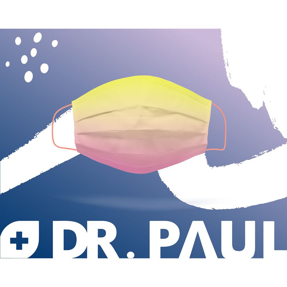 Dr. PAUL - 兒童醫療級三層絕美漸層平面口罩/雙鋼印/台灣製-夕陽紅 (14.5x9cm)-50入/盒(未滅菌)