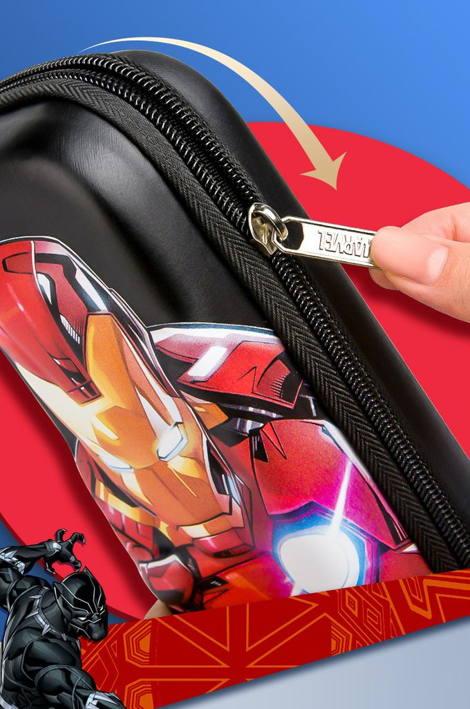 防水3D立體大容量鉛筆盒-卡通人物美國隊長-銀+藍 (23x10x6cm)