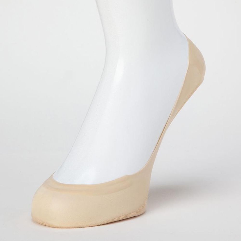 日本 okamoto - 超強專利防滑ㄈ型隱形襪-淺履款-杏-足底棉混2.0