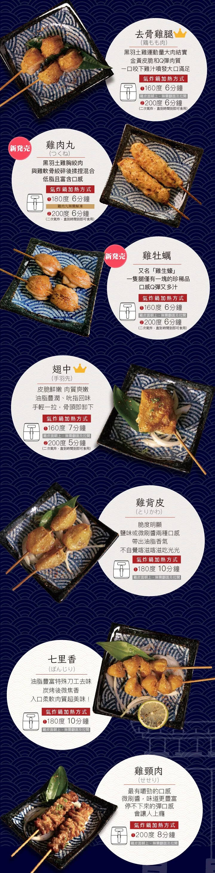 元榆牧場 - 【預購】燒鳥串燒-小資組合 (中秋烤肉禮盒/生鮮品)-去骨雞腿135g/3串x1+雞翅135g/3串x1+七里香135g/3串x1+雞肉丸120g/2串x1