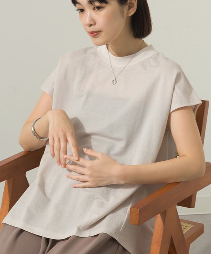 日本 Sans Souci 34+ - 接觸涼感 圓弧百搭法式袖上衣-白