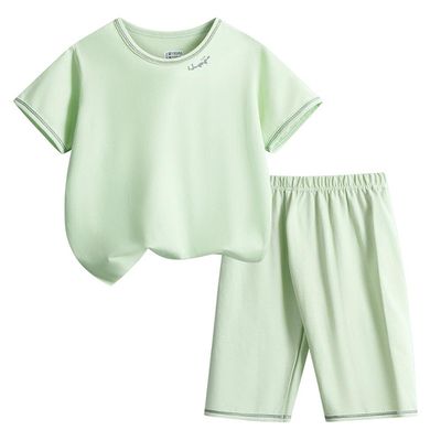 萊卡薄款短袖寬褲家居服套裝/空調服-寧靜綠