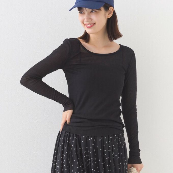 日本 OMNES - 大圓領優美透膚合身薄上衣-白