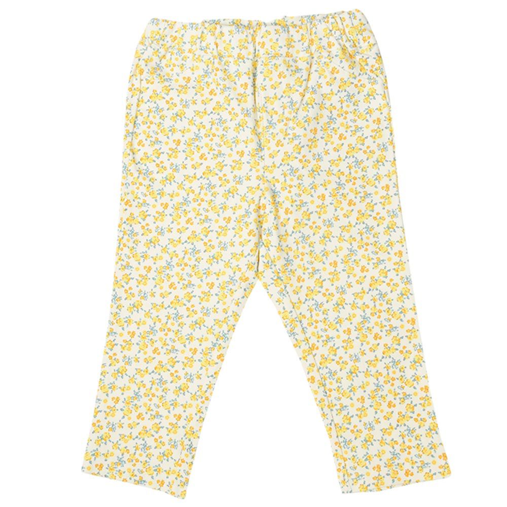 akachan honpo - 7分經典褲 針織斜紋布-圖案-黃色