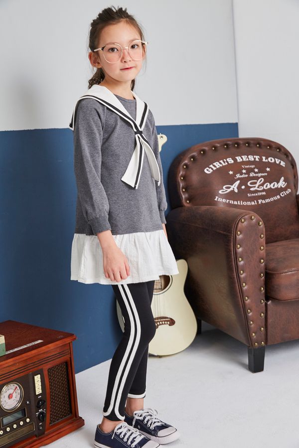 麗嬰房 Little moni - 學院風洋裝-灰色