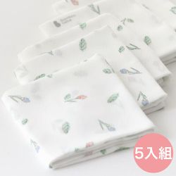 韓國 Bamboo bebe - (臀部、身體適用)細柔竹纖維鑽石紋手帕巾-花朵 (38x38cm)-5入組