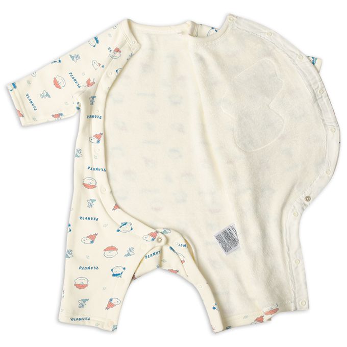 akachan honpo - 長袖兔裝-史努比坐雪橇布貼-米白色