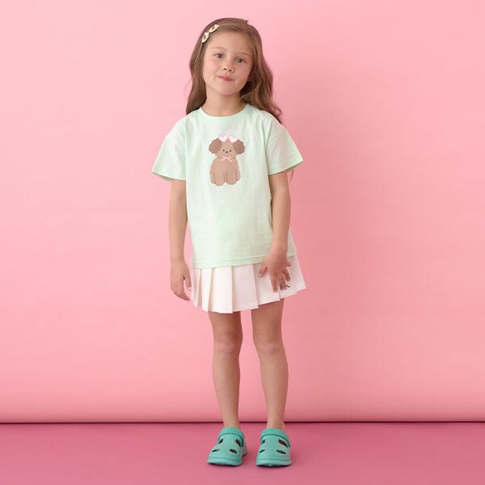 日本 Lycee mine - 100%棉 柔軟印花T恤-淺綠