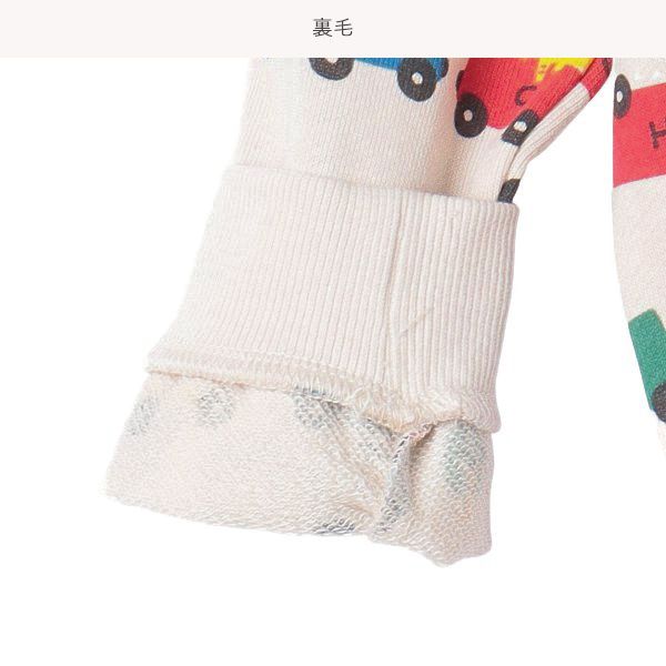 日本西松屋 - 裏毛圓領印花長袖上衣-繽紛車車